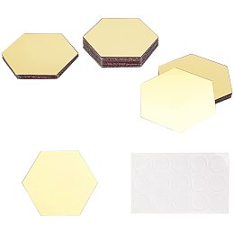 Arricraft 48Pcs 3D Acrylic Mirror Wall Decal Stickers Hexagon Acrylic Mirror Decor Mirror DIY Wall Sticker for Wall Ornament Bedroom Living Room Decoration Gold 3.25x3.74inch