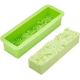 PandaHall Elite Rose Loaf Mold, Flower Silicone Mold 3D Embossed Crafts Mold Soap Molds Rectangle Resin Casting Molds for Handmade Craft UV Resin Soap Candle Making, 9.8x3.2x2.1inch 650ml/22oz