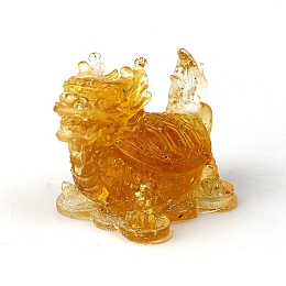 Honeyhandy Dragon Resin Figurines, with Natural Citrine Chips inside Statues for Home Office Decorations, 45x58x30mm