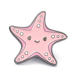 Honeyhandy Starfish Alloy Enamel Brooches, Enamel Pin, Pink, 24x26x11mm