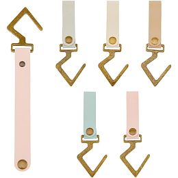 SUPERFINDINGS 5Pcs 5 Colors S-Shaped Hooks Light Color Shelf Hooks with PU Leather Straps Multifunctional Coat Shelf Iron Hooks Oudoor Hook Hanger