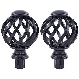 GORGECRAFT 2PCS Round Curtain Rod Finials Drapery Pole Ball End Black Cage Replacement Decorative End Head Caps for Home Office 3/4 Inch Curtain Rod