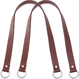 PandaHall Elite 2pcs Leather Purse Strap, 22.4" Shoulder Bag Strap Replacement Short Handbag Bag Strap with Platinum Gate Ring for DIY Handbag Bucket Bag Tote Purse Repair, 0.8" Wide, Brown