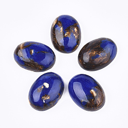 Honeyhandy Assembled Synthetic Imperial Jasper and Bronzite  Cabochons, Dyed, Oval, Blue, 25~25.5x18~18.5x7~7.5mm