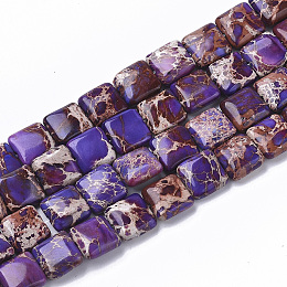 Honeyhandy Natural Imperial Jasper Beads Strands, Dyed, Flat Slice Square Beads, Indigo, 10x10x4mm, Hole: 1mm, about 38~40pcs/Strand, 15.16 inch(38.5cm)