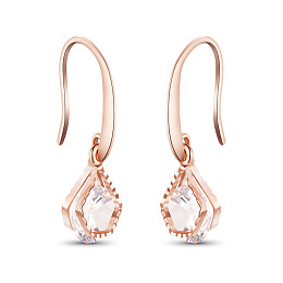 SWEETIEE Wedding Earrings for Bridesmaids Rose Gold Plated Cubic Zirconia Drop Earrings