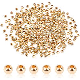 Pandahall Elite 5mm 14K Gold Plated Beads, 150pcs Smooth Round