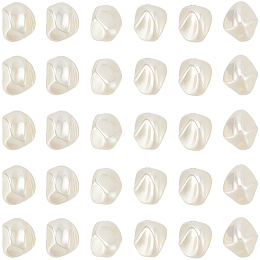 SUNNYCLUE 30Pcs Spray Painted ABS Plastic Beads, Imitation Pearl, Nuggest, Dyed, AB Color Plated, Beige, 15x13~15x12~13mm, Hole: 2mm