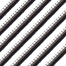 AHANDMAKER 5 Yards Braid Trim, 19mm (0.75inch) Polyester Woven Gimp Braid Trim Decorative Fabric Trim with ABS Imitation Pearl, for Crafts Sewing Wedding Bridal Dress Decor (Black)