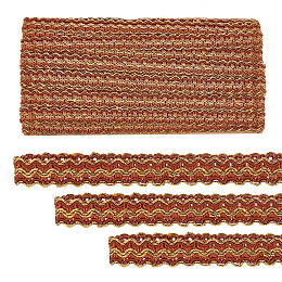 PandaHall Elite 15 Yards Metallic Gimp Braid Trim, 15mm Filigree Corrugated Lace Ribbon Gold Lining Craft Trim for Boho Costume DIY Crafts Sewing Home Decoration, Brown