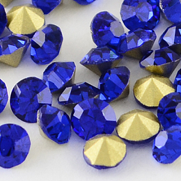 Honeyhandy Glass Pointed Back Rhinestone, Back Plated, Diamond, Sapphire, 8~8.3mm, about 144pcs/gross