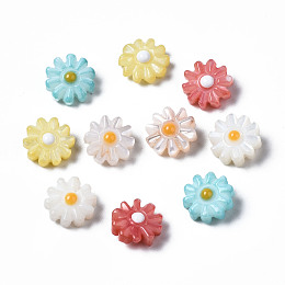 Honeyhandy Natural Freshwater Shell Beads, with Enamel, Flower, Mixed Color, 8x4mm, Hole: 0.8mm
