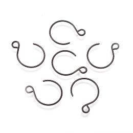 Honeyhandy 304 Stainless Steel Earring Hooks, with Horizontal Loop, Balloon Ear Wire, Electrophoresis Black, 18.5x14x0.8mm, Hole: 2mm, 20 Gauge, Pin: 0.8mm