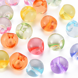 Honeyhandy 1-Hole Transparent Acrylic Buttons, Round, Mixed Color, 13.5x13mm, Hole: 3mm, about 365pcs/500