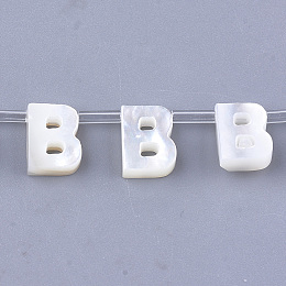 Honeyhandy Sea Shell Beads, Top Drilled Beads, Letter, Letter.B, 10x8x3mm, Hole: 0.8mm