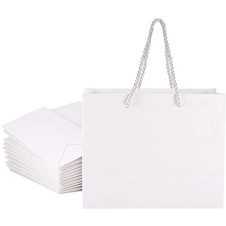 Pandahall Elite White Gift Bags with Handles 7.8x3.9x7 20pcs Kraft Paper Bag, Party Bags, Retail Bags, Shopping Bags, Paper Bags with Handles Recyclable Paper