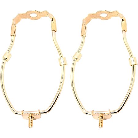 GORGECRAFT 2PCS 6.5 Inch Lamp Shade Harps Holder Gold Kit Detachable Harp Horn Frame Bracket Lighting Accessories for Table and Floor Lamps