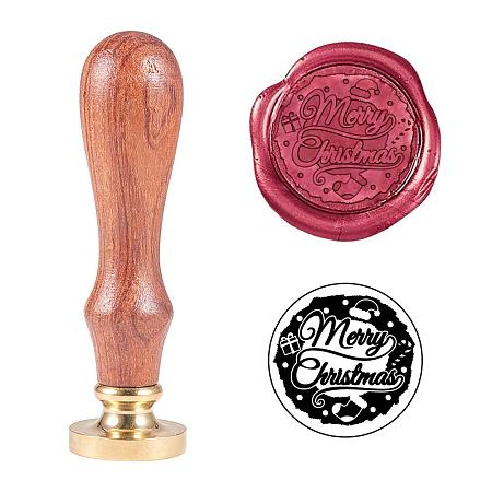 PandaHall Elite Merry Christmas Seal Wax Stamp Wooden Handle Removable Vintage Retro Sealing Stamp for Christmas Embellishment of Envelopes, Invitations, Wine Packages, Gift Packing