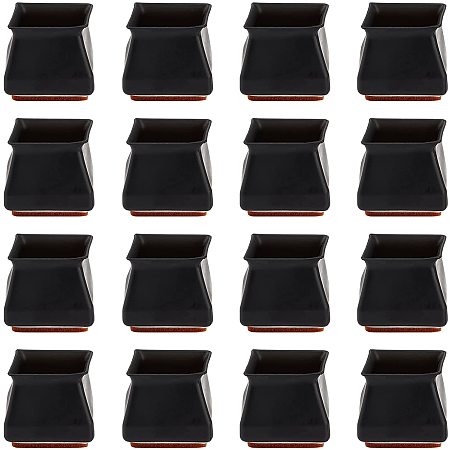 SUPERFINDINGS 20Pcs 1.38x1.3Inch Black Silicone Chair Leg Floor Protectors Furniture Silicone Protection Cover Furniture Leg Caps with Anti-Slip Felt Pads for Chair Leg