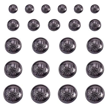 PandaHall Elite 30pcs 5 Sizes Gunmetal Alloy Skull Shank Buttons Flat Round 1-Hole Buttons Set for Blazer Suits Sport Coat Jacket and Jeans