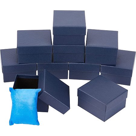 NBEADS 10 Pcs Blue Single Watch Box, 3.4x3x2 Cardboard Gift Packaging Box Watches Holder With Pillow Bracelet Holder Square Storage Case for Wristwatches Smart Watches, Midnight Blue