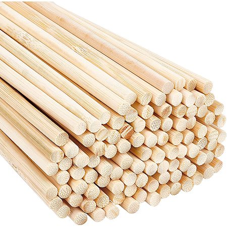 OLYCRAFT 100PCS 8×1/4 Inch Natural Wood Dowel Rods 7.87 Inch Long Bamboo Craft Sticks Round Unfinished Wood Sticks for Arts Crafts and DIY Projects Crafting Project