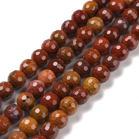 Natural Carnelian Beads Strands, Faceted(128 Facets), Round, 8mm, Hole: 1.2mm, about 47pcs/strand, 14.96''(38cm)