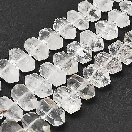 Natural Quartz Crystal Beads Strands, Faceted, Double Terminated Pointed/Bullet, 20~31x12~14x10~13mm, Hole: 1.8mm, about 23~24pcs/strand, 15.55 inch(39.5cm)