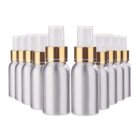BENECREAT 10 Pack 50ml/1.7oz Aluminum Fine Mist Spray Bottle Empty Refillable Bottle with White Pump Spray Caps for Lotion, Perfume, Essential Oils