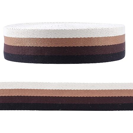 SUPERFINDINGS About 9m Canvas Band Cotton Ribbon Flat with Stripe Pattern Band Coconut Brown Garment Accessories for Crossbody Handbag Straps Replacement