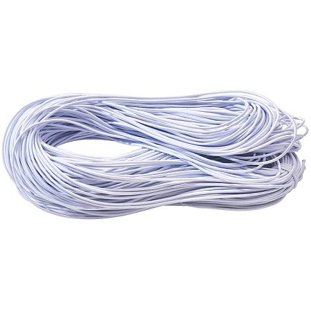 PandaHall Elite 109 Yards 2mm White Round Elastic Cord, Polyester Sewing Cord Stretch String Elastic Beading Cord for Hair Ties, Clothing, Beading Crafts Making