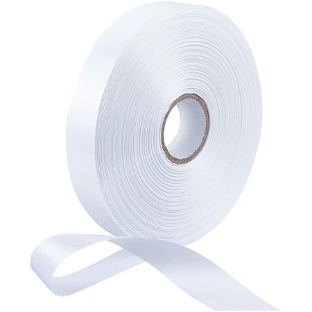 NBEADS About 218 Yard Blank Label Ribbon, 25mm Polyester Sewn-in Label Ribbon with Spool for Sewing Seaming Trimming Wrapping Binding, White