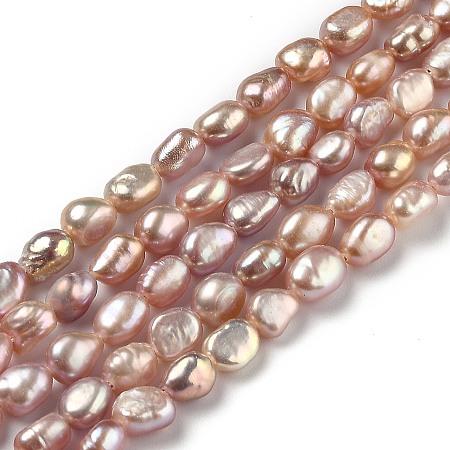 Honeyhandy Natural Cultured Freshwater Pearl Beads Strands, Rice, Dyed, Sienna, 6~9x4.5~6mm, Hole: 0.5mm, about 48pcs/strand, 13.98 inch(35.5cm)