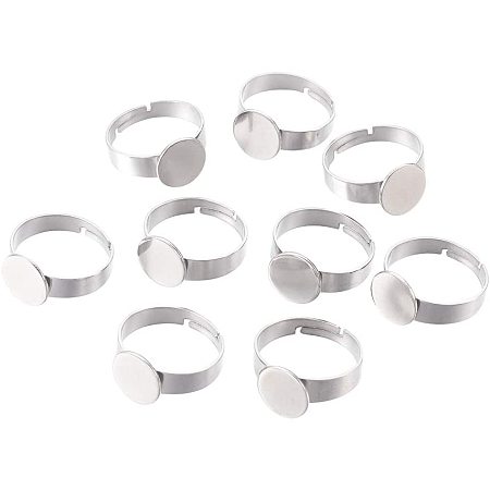 UNICRAFTALE About 10pcs 10mm Adjustable Finger Ring Stainless