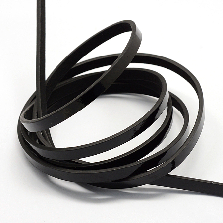 Honeyhandy Imitation Leather Cords, Black, 5x2mm, about 1.2m/strand