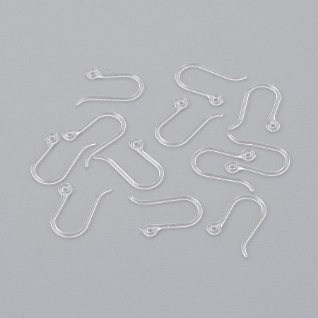 Honeyhandy Resin Earring Hooks, Ear Wire, with Horizontal Loop, Clear, 12x9mm, Hole: 0.8mm, Pin: 0.5mm