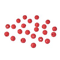NBEADS 100Pcs 8mm Red Cinnabar Beads, Round Flower Bud Loose Beads Charms Beads fit Bracelets Necklace Jewelry Making