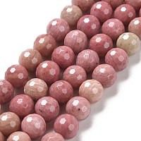Natural Rhodochrosite Beads Strands, Faceted(128 Facets), Round, 8mm, Hole: 1.2mm, about 47pcs/strand, 14.96''(38cm)