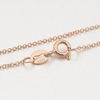 Honeyhandy 925 Sterling Silver Rolo Chain Necklaces, with Spring Ring Clasps, Thin Chain, Rose Gold, 18 inch, 1mm