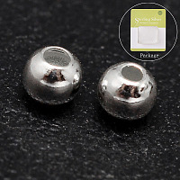 Honeyhandy Round 925 Sterling Silver Beads, Silver, 2.5mm, Hole: 1.1mm