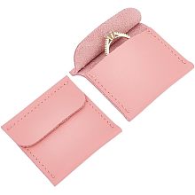 NBEADS 2 Pcs PU Leather Jewelry Pouch, 2.38x2.28x0.43 Inch Rectangle PU Leather Ring Bag Portable Jewelry Storage Pouches for Earrings Necklace Packaging, Pink