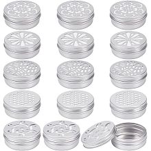 BENECREAT 15 Pack 2 oz Aluminium Tins with Hollow Lid, 5 Style Refillable Screw Lid Round Jars Sample for Cosmetic, Aromatherapy, Air Freshener, Candles, Travel Storage, Beads