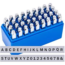 BENECREAT 36 Pack (5mm 3/16") Letter and Number Metal Punch Stamps with Storage Container Electroplated Metal Stamping Tools for Jewelry Leather Wood Stamping