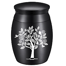 CREATCABIN Alloy Cremation Urn Kit, with Disposable Flatware Spoons, Silver Polishing Cloth, Velvet Packing Pouches, Tree Pattern, 40.5x30mm, 1pc