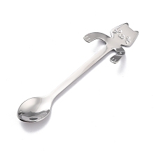 Honeyhandy 304 Stainless Steel Hanging Spoon, Cat Shape, Platinum, 116x32x8.5mm