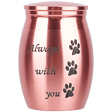 CREATCABIN Small Pet Urns Always With You Memorial Ashes Holder Mini Paws Engraved Urns Metal Cremation Keepsake Stainless Steel Urns for Pet Dog Cat Bird Rabbit 1.18 x 1.57 Inch Pink