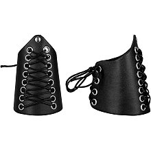 GORGECRAFT 2PCS Leather Bracer Gauntlet Wristband Medieval Vambrace Leather Arm Guards Unisex Leather Cuffs Armband Jewelry Costume Kit for Men(Black)