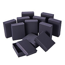 NBEADS 12 cardboard jewelry set box, for ring, necklace, rectangle, 9x7x3 cm black