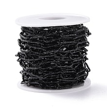 Honeyhandy 304 Stainless Steel Paperclip Chains, Faceted, with Spool, Unwelded, Electrophoresis Black, 17x7x1.5mm, about 16.40 Feet(5m)/Roll