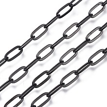 Honeyhandy 304 Stainless Steel Cable Chains, Paperclip Chains, Drawn Elongated Cable Chains, Soldered, with Spool, Electrophoresis Black, 9.7x4.2x0.9~1mm, about 32.8 Feet(10m)/roll